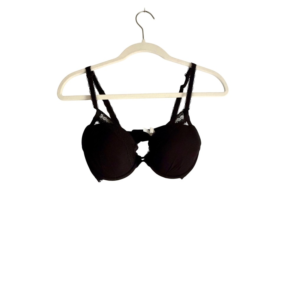 Simone Perele Black Lace Trim Underwire Bra 12K347 Size 32D Womens Lingerie